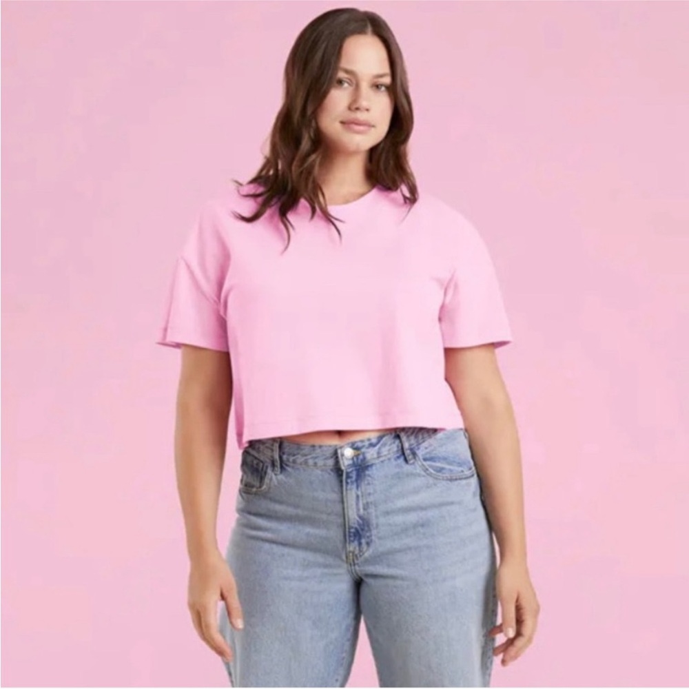 NUUDS CROP TEE IN BUBBLEGUM